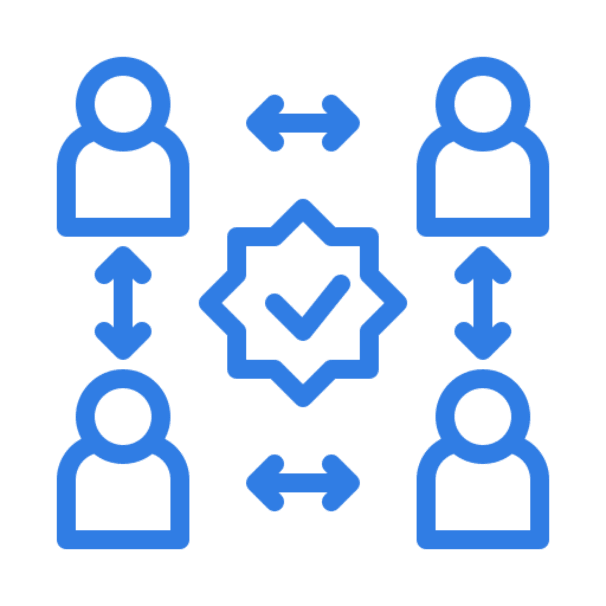 Workflow process with interconnected people icons.