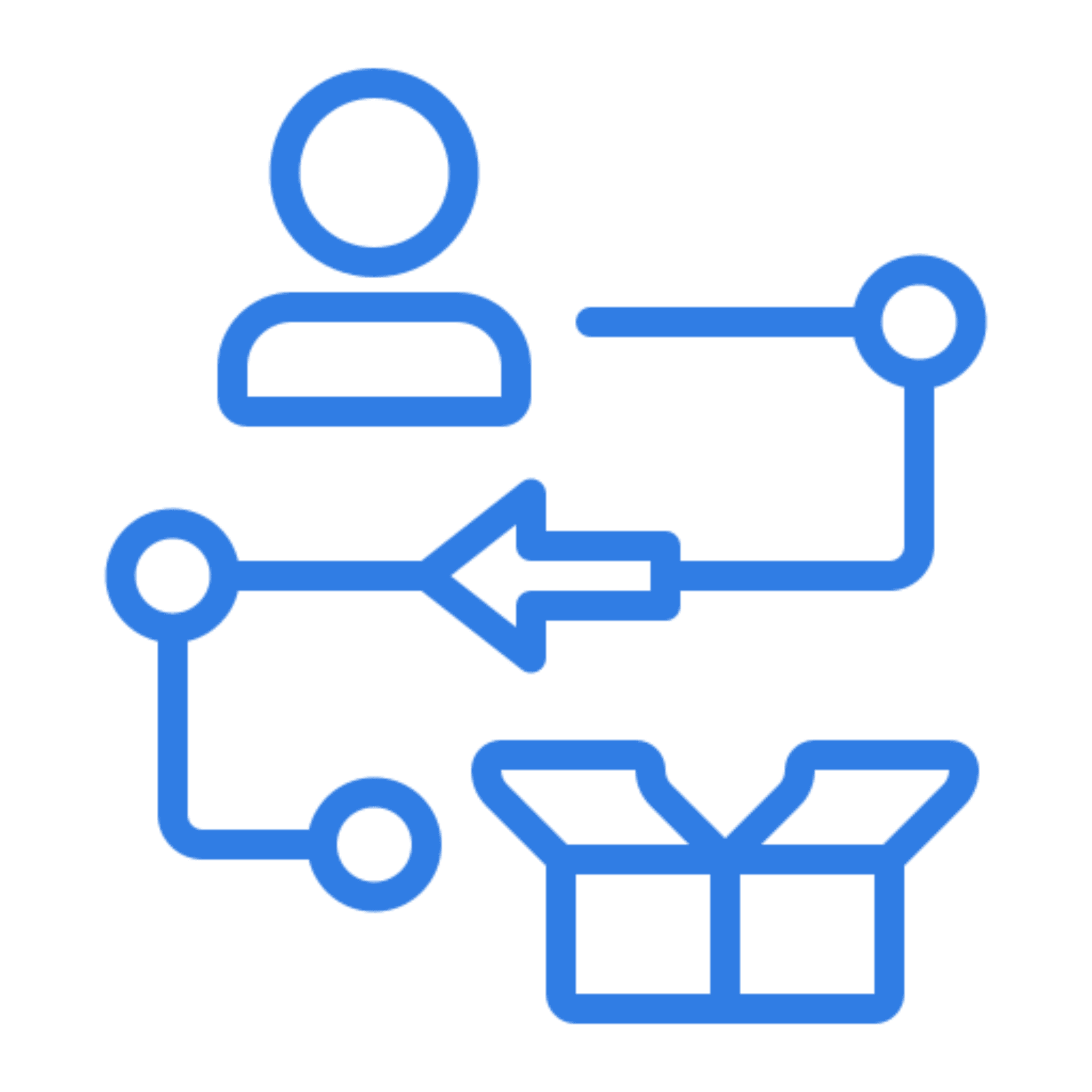 Flowchart with person, arrows, and box.