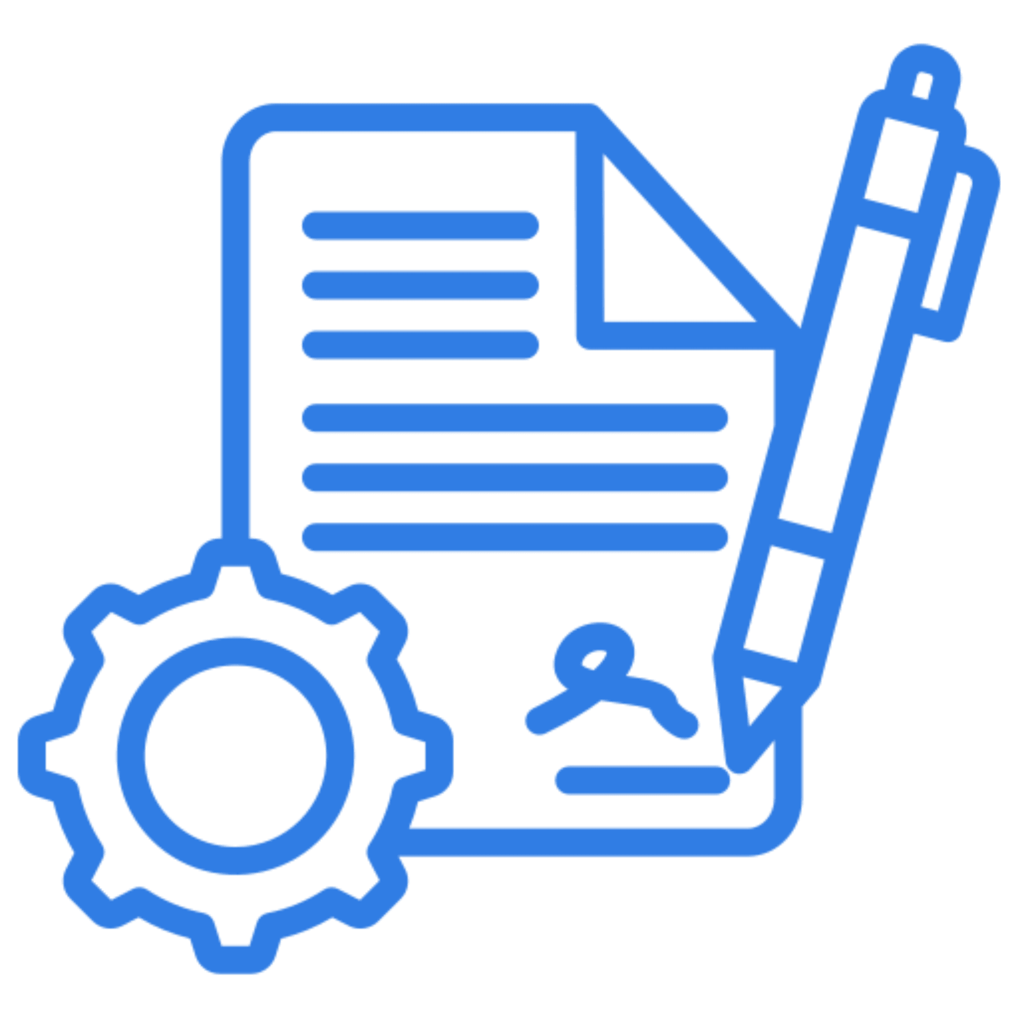 Document with pen and gear icon.