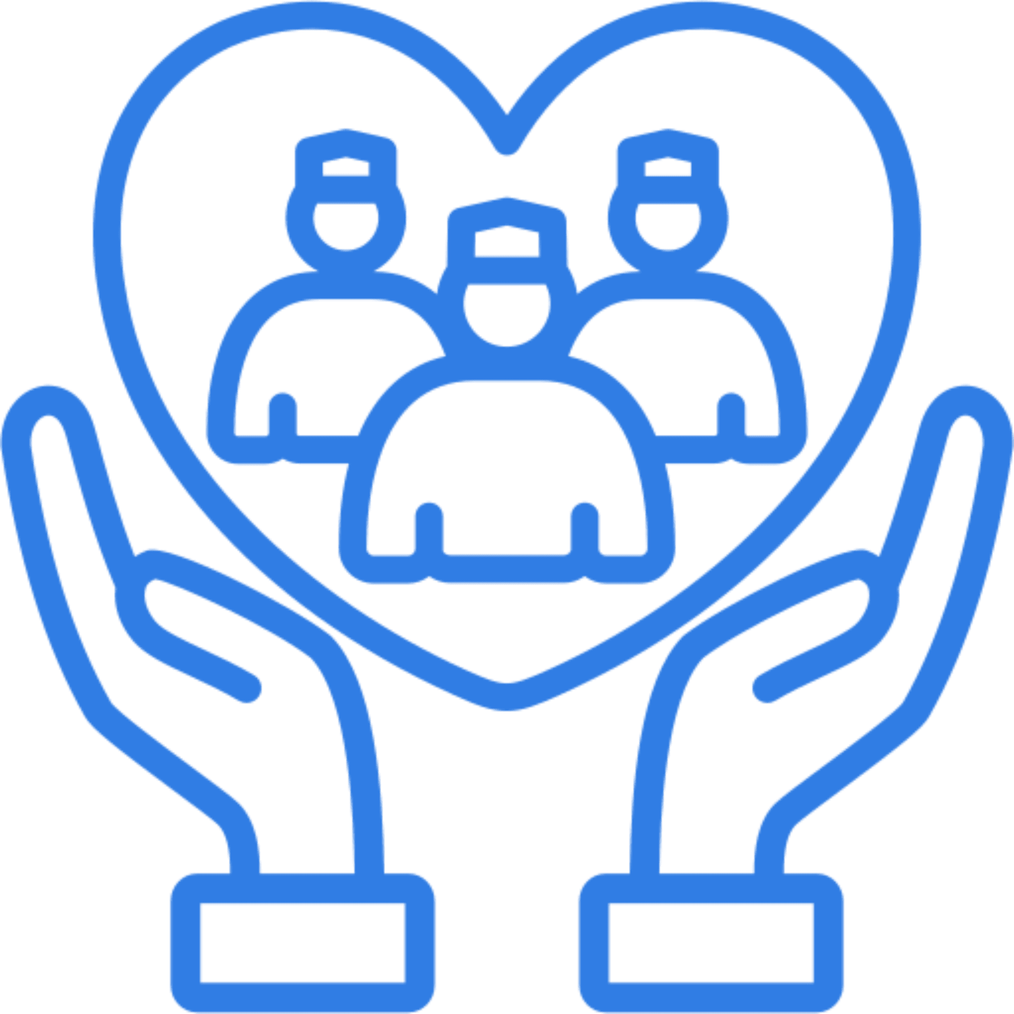Heart, hands, and healthcare workers icon.